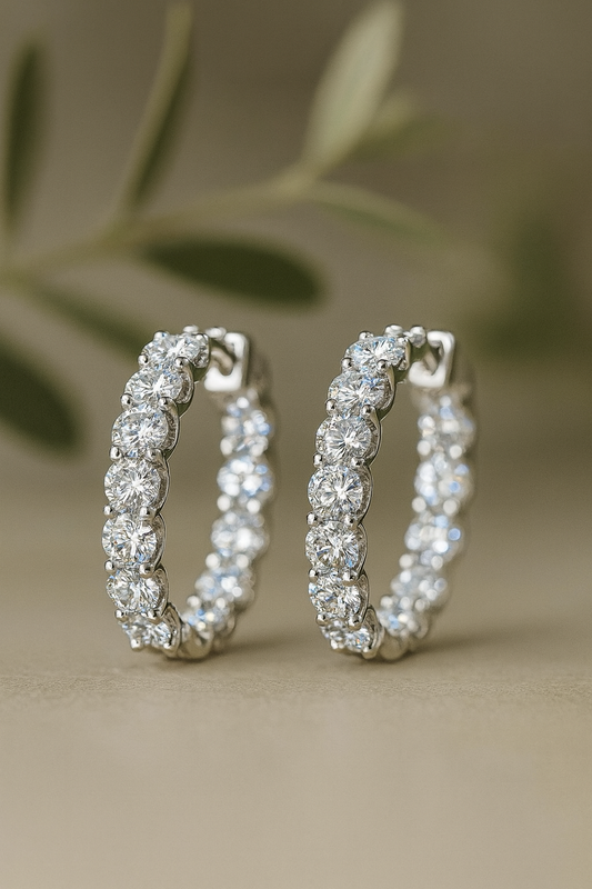 Moissanite Earring 925 Sterling Sliver Plated White Gold for Women - INNER LIGHT SHINE 