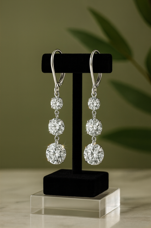 7-Carat Moissanite Dangle Earrings | Elegant 925 Silver Luxury Jewelry