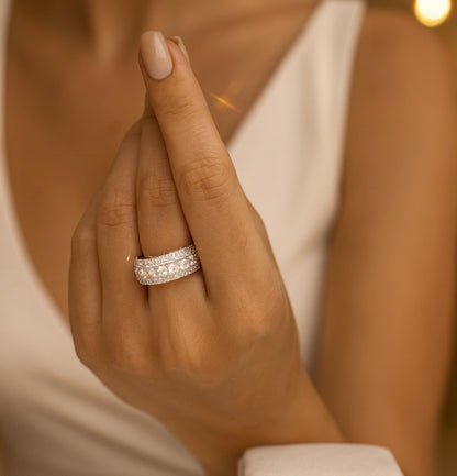 Moissanites 925 Sterling Silver Men&Women Ring - INNER LIGHT SHINE 