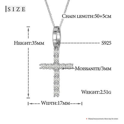 Religion Classic Moissanite Cross Pendant Necklace For Women & Men Gold Plated 18K White - INNER LIGHT SHINE 