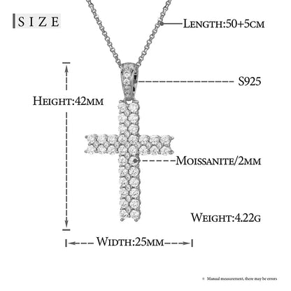 Religion Classic Moissanite Cross Pendant Necklace For Women & Men Gold Plated 18K White - INNER LIGHT SHINE 