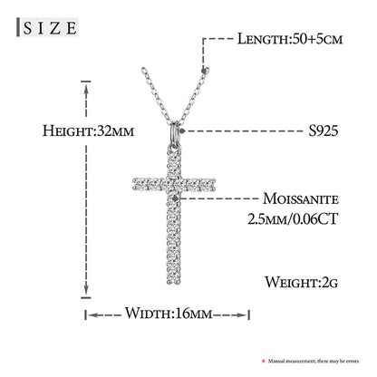 Religion Classic Moissanite Cross Pendant Necklace For Women & Men Gold Plated 18K White - INNER LIGHT SHINE 