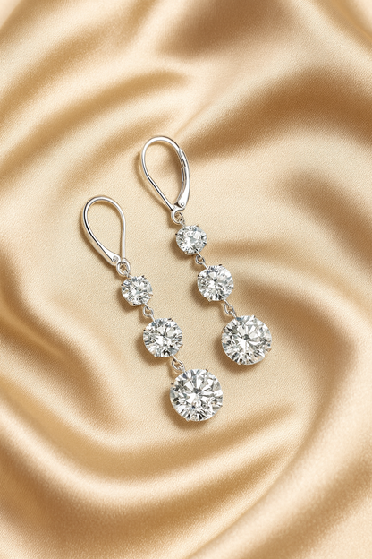 7-Carat Moissanite Dangle Earrings | Elegant 925 Silver Luxury Jewelry