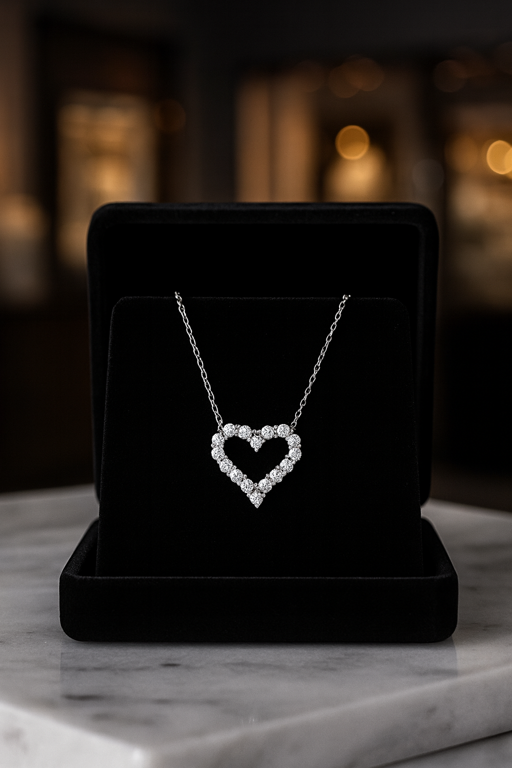 Luxury moissanite heart necklace by Inner Light Shine – elegant spiritual jewelry for women that reflects your soul.