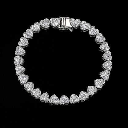 Luxury Moissanite Heart Tennis Bracelet – 925 Sterling Silver Women’s Elegant Bracalet - INNER LIGHT SHINE 