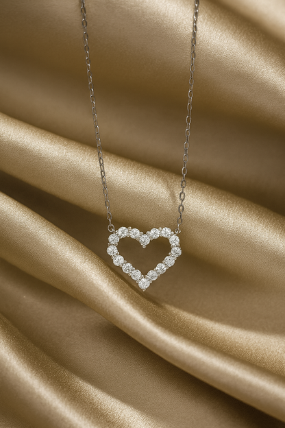 Luxury moissanite heart necklace by Inner Light Shine – elegant spiritual jewelry for women that reflects your soul.