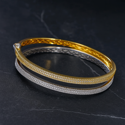 Luxury Moissanite Bangle Bracelet | 925 Sterling Silver & 18K Gold | Fine Jewelry for Women & Men - INNER LIGHT SHINE 