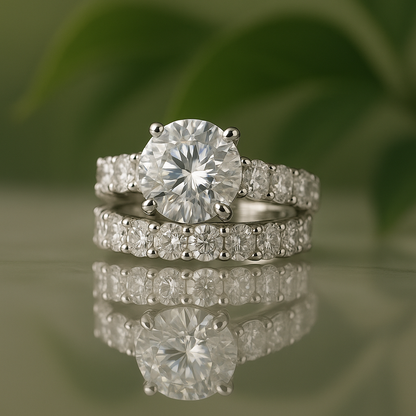 Wedding Bridal Moissanite Diamond Rings Set for Women - INNER LIGHT SHINE 