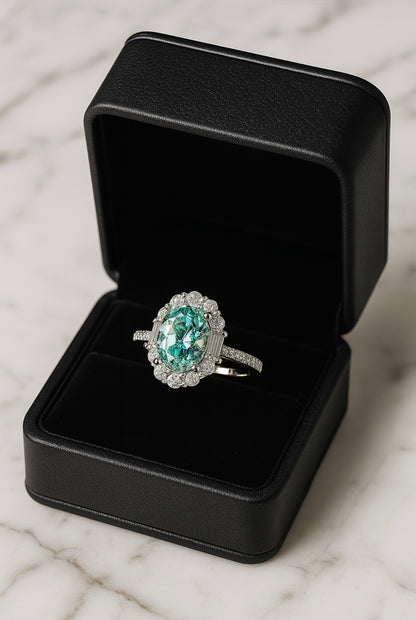 Paraiba Green Moissanite Rings for Women - INNER LIGHT SHINE 