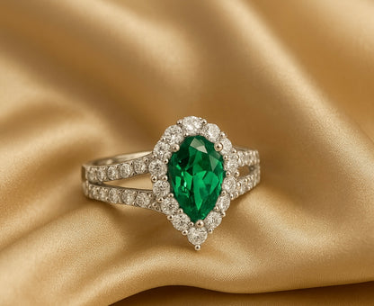 Cultivated Emerald Color and Moissanite Rings for Women - INNER LIGHT SHINE 