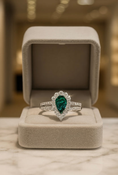 Cultivated Emerald Color and Moissanite Rings for Women - INNER LIGHT SHINE 