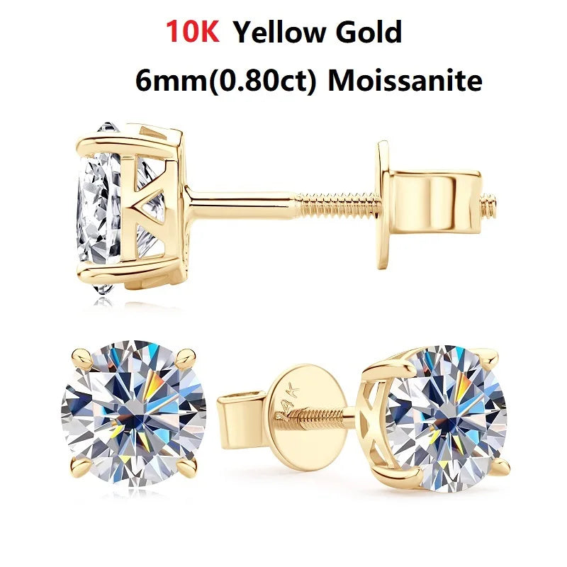 Moissanite Diamond 10k/14K Yellow Gold  Earrings Fine Jewelry - INNER LIGHT SHINE 