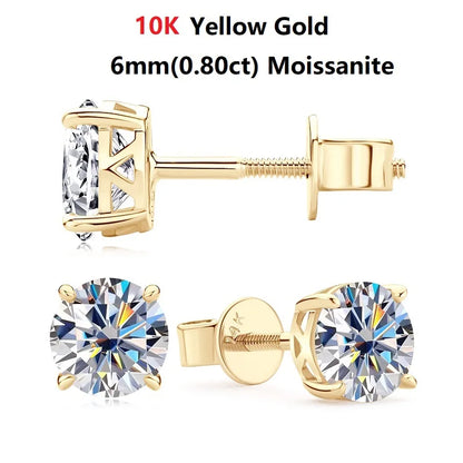 Moissanite Diamond 10k/14K Yellow Gold  Earrings Fine Jewelry - INNER LIGHT SHINE 