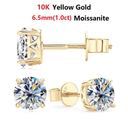 Moissanite Diamond 10k/14K Yellow Gold  Earrings Fine Jewelry - INNER LIGHT SHINE 