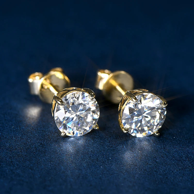 Moissanite Diamond 10k/14K Yellow Gold  Earrings Fine Jewelry - INNER LIGHT SHINE 