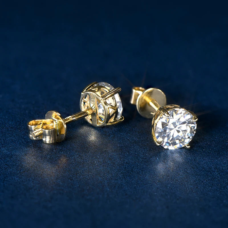 Moissanite Diamond 10k/14K Yellow Gold  Earrings Fine Jewelry - INNER LIGHT SHINE 