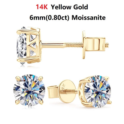 Moissanite Diamond 10k/14K Yellow Gold  Earrings Fine Jewelry - INNER LIGHT SHINE 