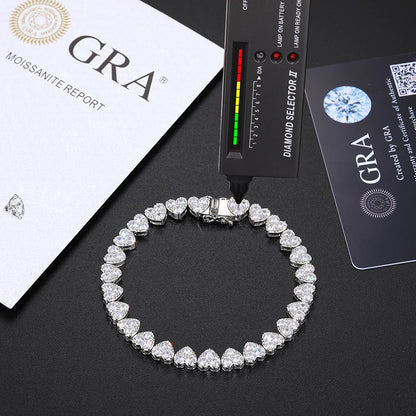 Luxury Moissanite Heart Tennis Bracelet – 925 Sterling Silver Women’s Elegant Bracalet - INNER LIGHT SHINE 