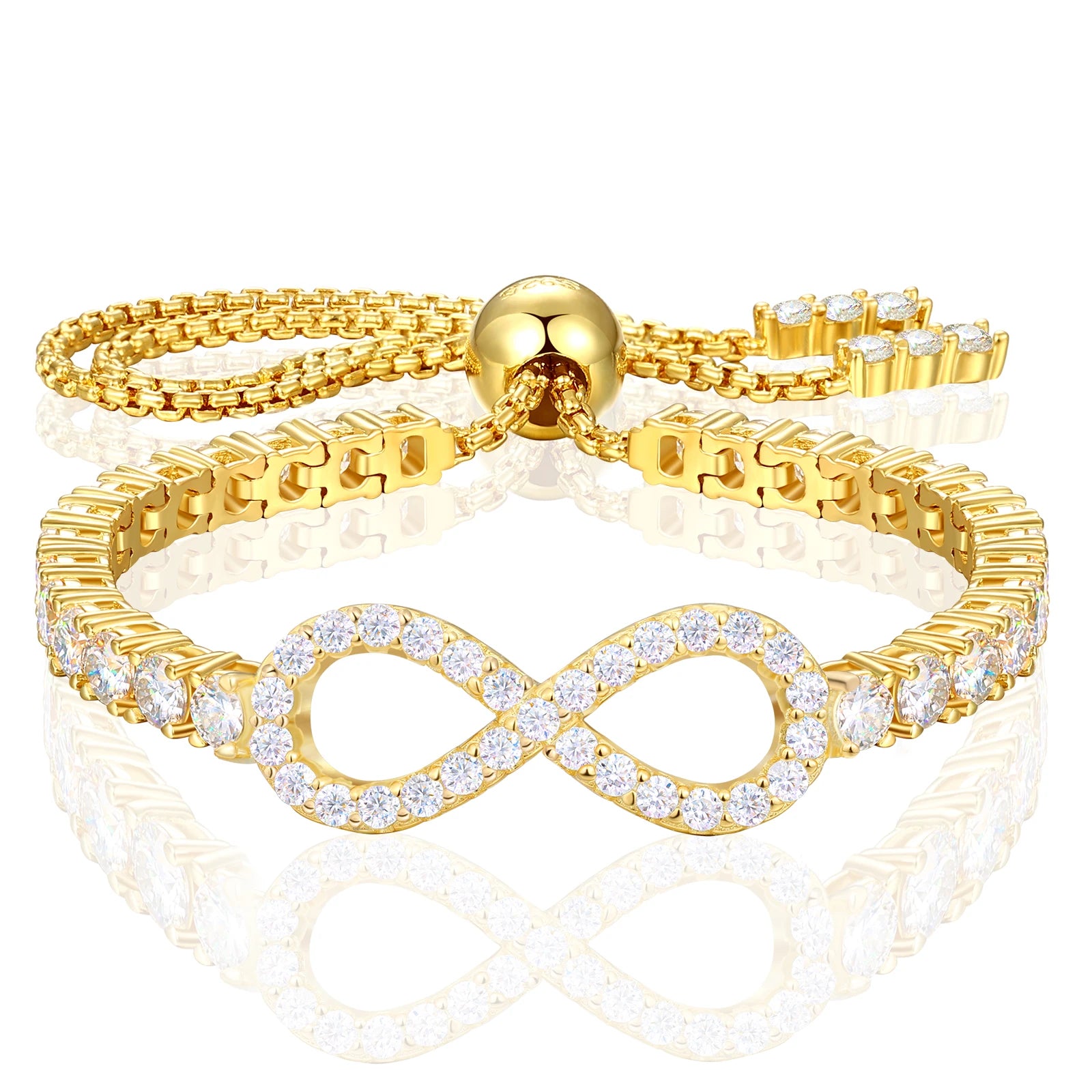 New 3mm Moissanite GRA Infinity Tennis Bracelet – S925 Sterling Silver, Adjustable - INNER LIGHT SHINE 