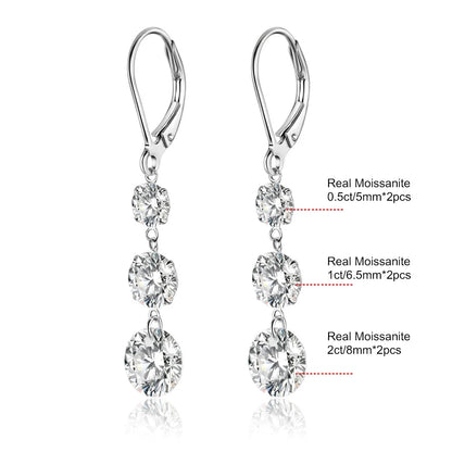 7-Carat Moissanite Dangle Earrings | Elegant 925 Silver Luxury Jewelry