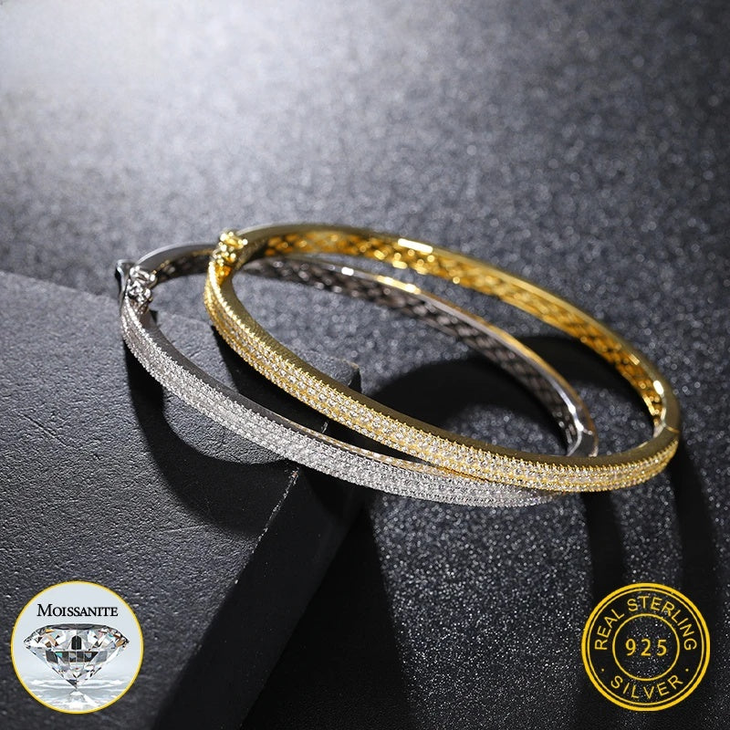 Silver 925 Moissanite Bangle Bracelet - INNER LIGHT SHINE 