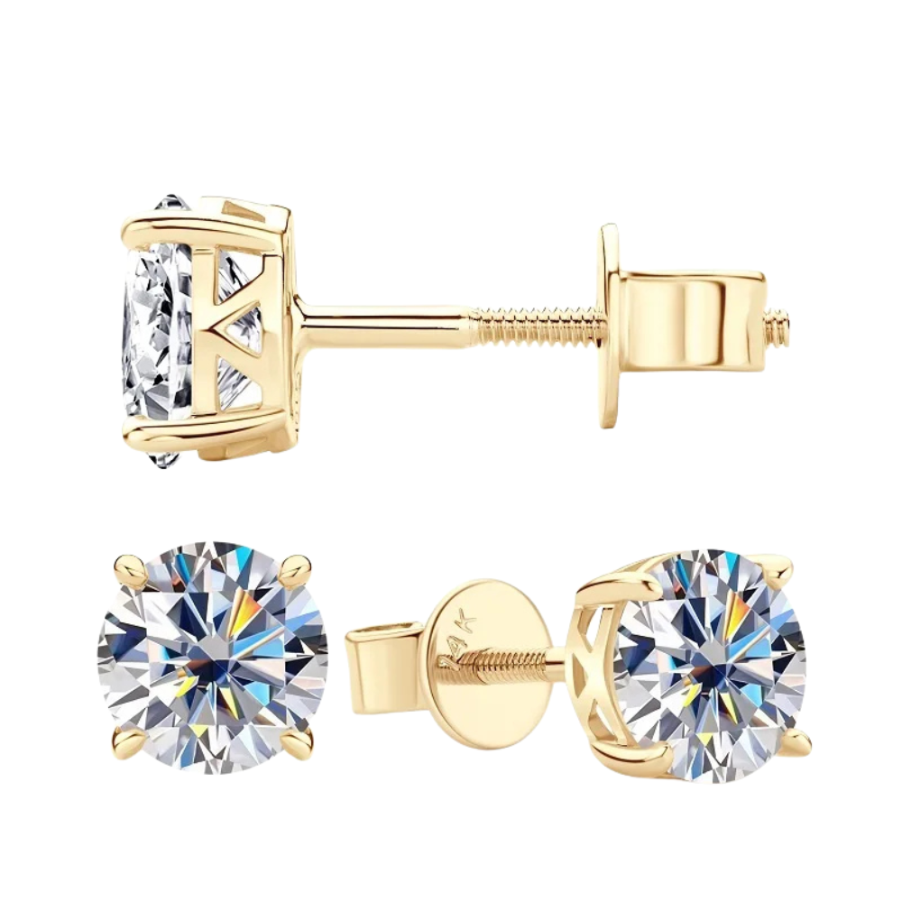 Moissanite Diamond 10k/14K Yellow Gold  Earrings Fine Jewelry - INNER LIGHT SHINE 