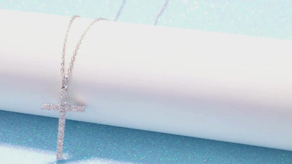 Religion Classic Moissanite Cross Pendant Necklace For Women & Men Gold Plated 18K White
