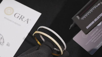 Luxury Moissanite Bangle Bracelet | 925 Sterling Silver & 18K Gold | Fine Jewelry for Women & Men