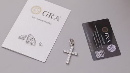 Religion Classic Moissanite Cross Pendant Necklace For Women & Men Gold Plated 18K White