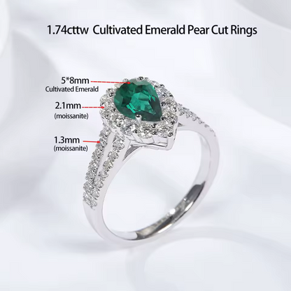 Cultivated Emerald Color and Moissanite Rings for Women - INNER LIGHT SHINE 