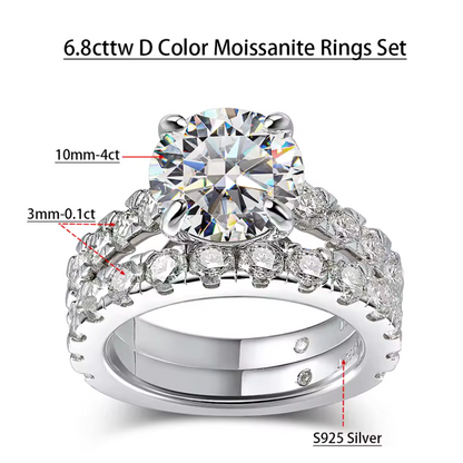 Wedding Bridal Moissanite Diamond Rings Set for Women - INNER LIGHT SHINE 